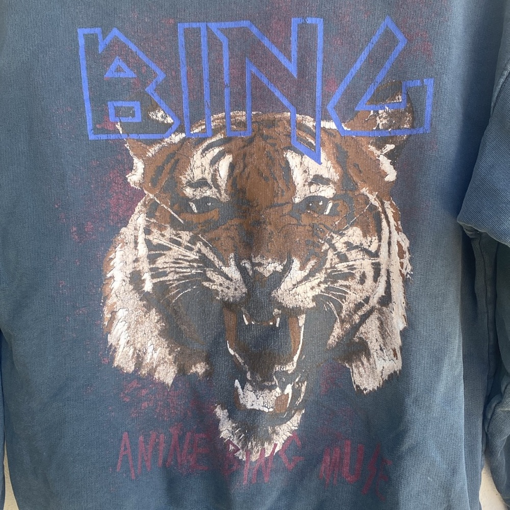 Anine Bing Black Graphic Sweatshirt Relaxed Fit Tiger Print XS - Picture 5 of 12